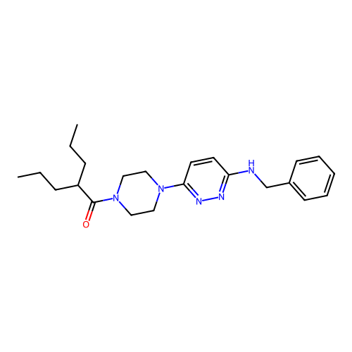 1-{4-[6-(Benzylamino)pyridazin-3-yl]piperazin-1-yl}-2-propylpentan-1-one structure