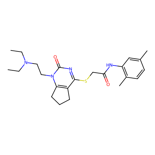 2-((1-(2-(diethylamino)ethyl)-2-oxo-2,5,6,7-tetrahydro-1H-cyclopenta[d]pyrimidin-4-yl)thio)-N-(2,5-dimethylphenyl)acetamide structure
