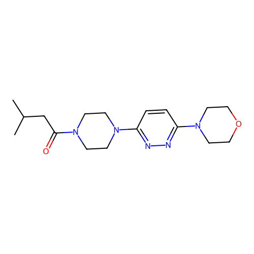 3-Methyl-1-(4-(6-morpholinopyridazin-3-yl)piperazin-1-yl)butan-1-one structure