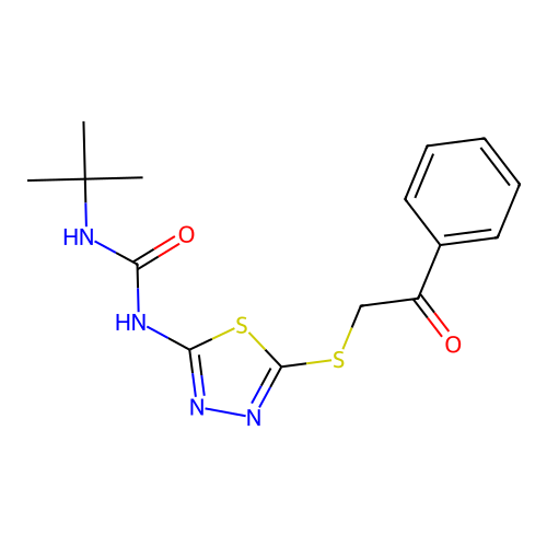 1-Tert-butyl-3-(5-phenacylsulfanyl-1,3,4-thiadiazol-2-yl)urea structure