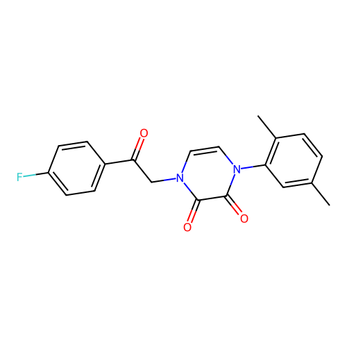 1-(2,5-Dimethylphenyl)-4-[2-(4-fluorophenyl)-2-oxoethyl]pyrazine-2,3-dione structure