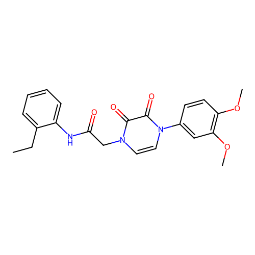 2-[4-(3,4-dimethoxyphenyl)-2,3-dioxopyrazin-1-yl]-N-(2-ethylphenyl)acetamide structure
