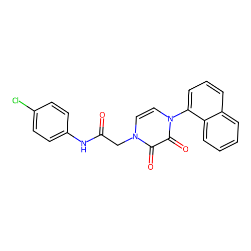 N-(4-chlorophenyl)-2-(4-naphthalen-1-yl-2,3-dioxopyrazin-1-yl)acetamide structure