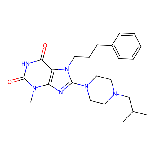 3-Methyl-8-[4-(2-methylpropyl)piperazin-1-yl]-7-(3-phenylpropyl)purine-2,6-dione structure