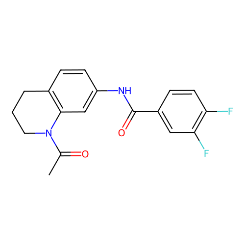 N-(1-acetyl-3,4-dihydro-2H-quinolin-7-yl)-3,4-difluorobenzamide structure