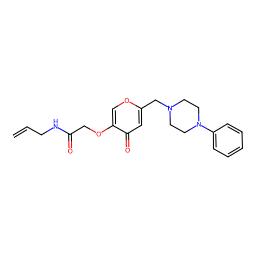 N-allyl-2-((4-oxo-6-((4-phenylpiperazin-1-yl)methyl)-4H-pyran-3-yl)oxy)acetamide structure