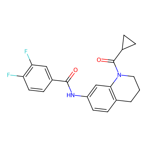 N-[1-(cyclopropanecarbonyl)-3,4-dihydro-2H-quinolin-7-yl]-3,4-difluorobenzamide structure