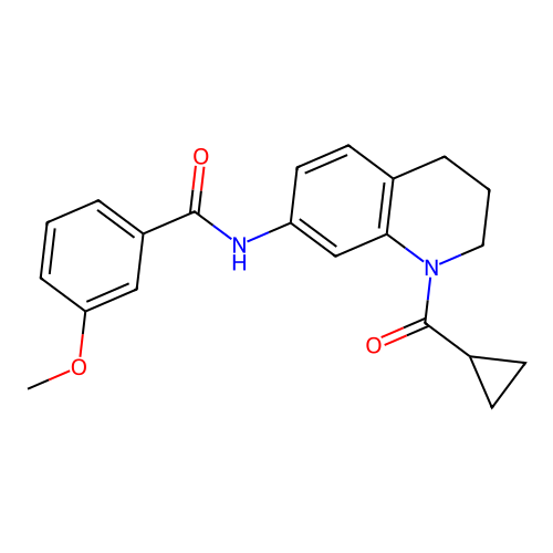 N-[1-(cyclopropanecarbonyl)-3,4-dihydro-2H-quinolin-7-yl]-3-methoxybenzamide structure