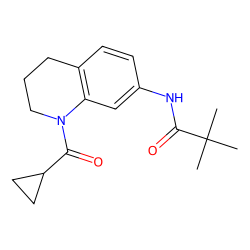 N-(1-(cyclopropanecarbonyl)-1,2,3,4-tetrahydroquinolin-7-yl)pivalamide structure