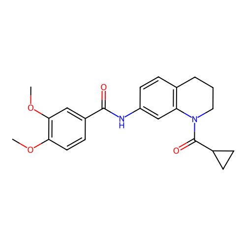 N-[1-(cyclopropanecarbonyl)-3,4-dihydro-2H-quinolin-7-yl]-3,4-dimethoxybenzamide structure