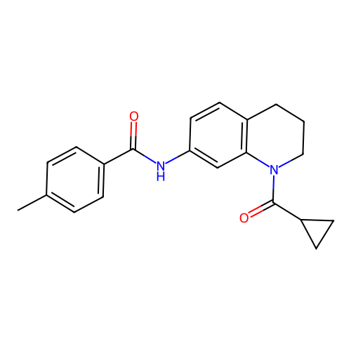 N-[1-(cyclopropanecarbonyl)-3,4-dihydro-2H-quinolin-7-yl]-4-methylbenzamide structure