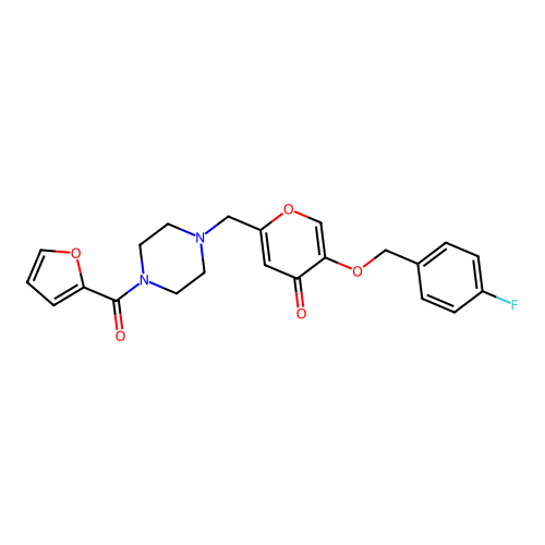 5-[(4-fluorophenyl)methoxy]-2-[[4-(furan-2-carbonyl)piperazin-1-yl]methyl]pyran-4-one structure