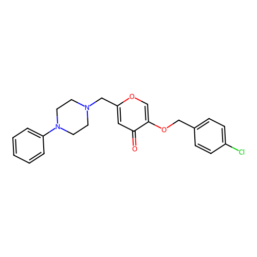 5-[(4-Chlorophenyl)methoxy]-2-[(4-phenylpiperazin-1-yl)methyl]pyran-4-one structure