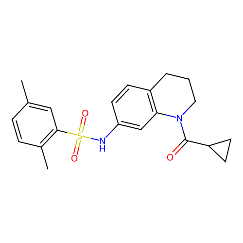 N-(1-cyclopropanecarbonyl-1,2,3,4-tetrahydroquinolin-7-yl)-2,5-dimethylbenzene-1-sulfonamide structure