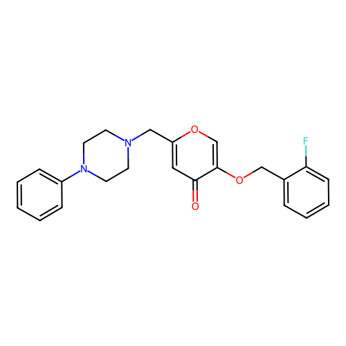5-[(2-Fluorophenyl)methoxy]-2-[(4-phenylpiperazin-1-yl)methyl]pyran-4-one structure