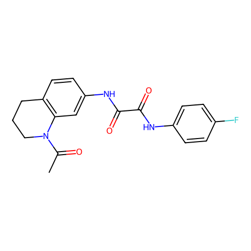 N'-(1-acetyl-3,4-dihydro-2H-quinolin-7-yl)-N-(4-fluorophenyl)oxamide structure