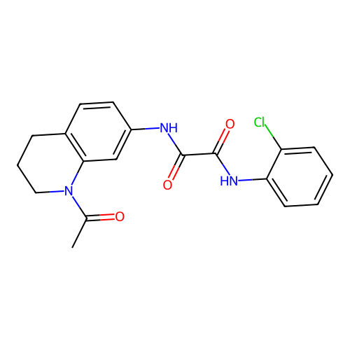 N-(1-acetyl-3,4-dihydro-2H-quinolin-7-yl)-N'-(2-chlorophenyl)oxamide structure
