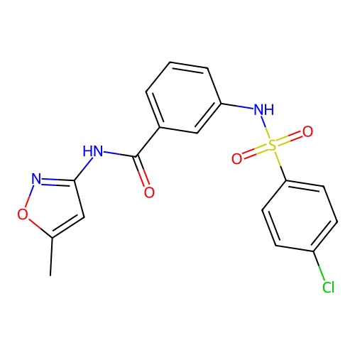 3-[(4-chlorophenyl)sulfonylamino]-N-(5-methyl-1,2-oxazol-3-yl)benzamide structure