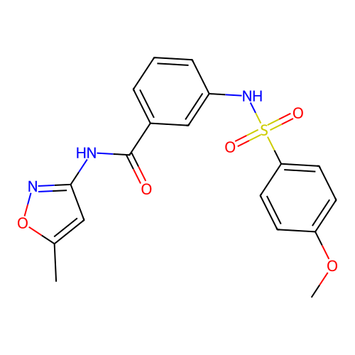 3-[(4-methoxyphenyl)sulfonylamino]-N-(5-methyl-1,2-oxazol-3-yl)benzamide structure