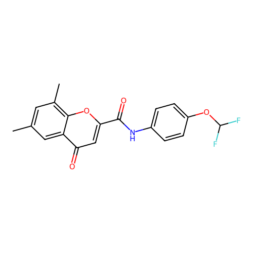 N-[4-(difluoromethoxy)phenyl]-6,8-dimethyl-4-oxo-4H-chromene-2-carboxamide structure