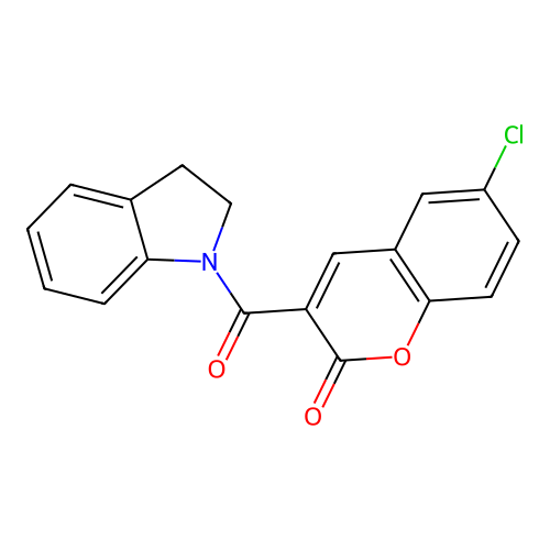 6-Chloro-3-(indolinylcarbonyl)chromen-2-one structure