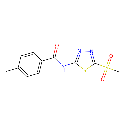 4-methyl-N-[(2Z)-5-(methylsulfonyl)-1,3,4-thiadiazol-2(3H)-ylidene]benzamide structure