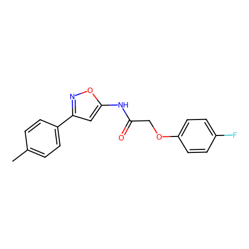 2-(4-fluorophenoxy)-N-[3-(4-methylphenyl)-1,2-oxazol-5-yl]acetamide structure