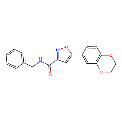 N-benzyl-5-(2,3-dihydro-1,4-benzodioxin-6-yl)-1,2-oxazole-3-carboxamide structure