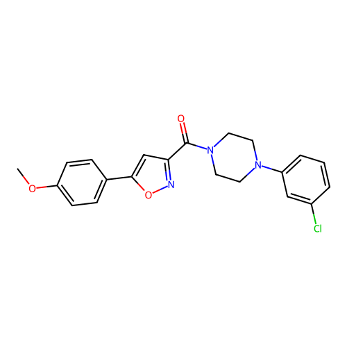 (4-(3-Chlorophenyl)piperazin-1-yl)(5-(4-methoxyphenyl)isoxazol-3-yl)methanone structure