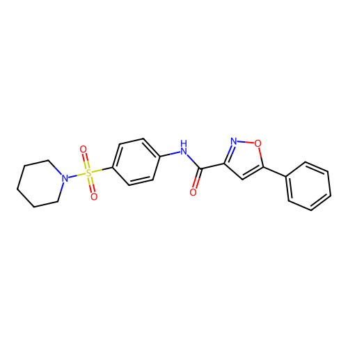 5-phenyl-N-(4-(piperidin-1-ylsulfonyl)phenyl)isoxazole-3-carboxamide structure