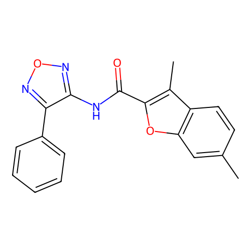 3,6-dimethyl-N-(4-phenyl-1,2,5-oxadiazol-3-yl)-1-benzofuran-2-carboxamide structure