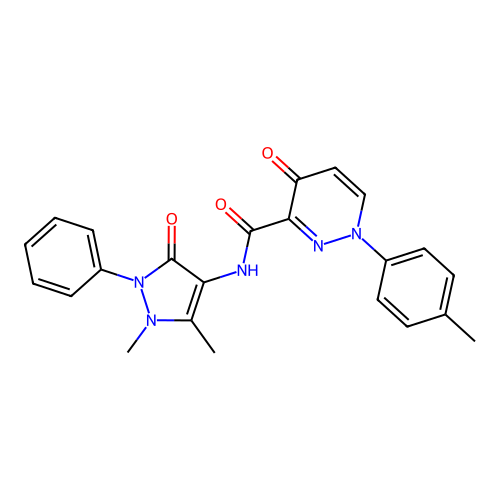 N-(1,5-dimethyl-3-oxo-2-phenyl-2,3-dihydro-1H-pyrazol-4-yl)-1-(4-methylphenyl)-4-oxo-1,4-dihydropyridazine-3-carboxamide structure