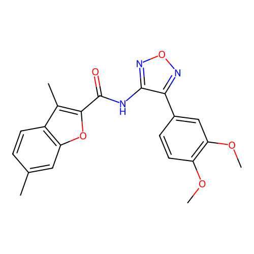 N-[4-(3,4-dimethoxyphenyl)-1,2,5-oxadiazol-3-yl]-3,6-dimethyl-1-benzofuran-2-carboxamide structure