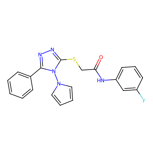 N-(3-fluorophenyl)-2-{[5-phenyl-4-(1H-pyrrol-1-yl)-4H-1,2,4-triazol-3-yl]sulfanyl}acetamide structure