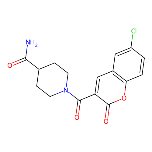 1-(6-chloro-2-oxo-2H-chromene-3-carbonyl)piperidine-4-carboxamide structure