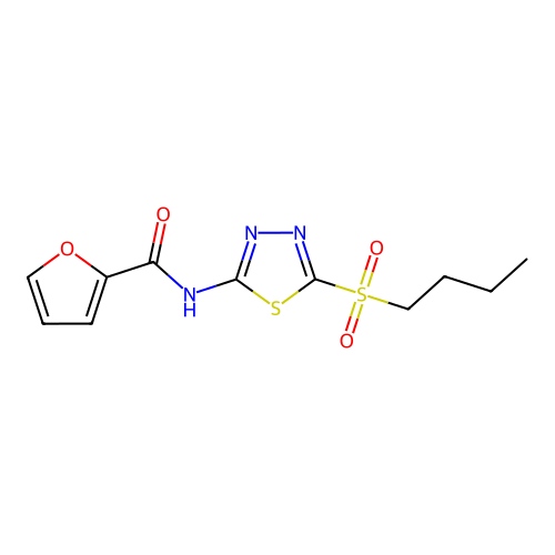 N-[(2Z)-5-(butylsulfonyl)-1,3,4-thiadiazol-2(3H)-ylidene]furan-2-carboxamide structure