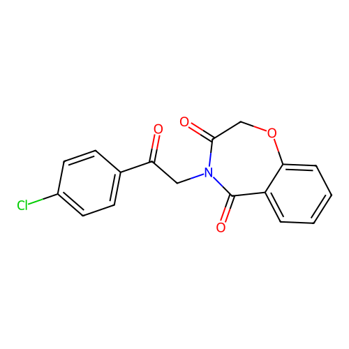 4-[2-(4-chlorophenyl)-2-oxoethyl]-1,4-benzoxazepine-3,5(2H,4H)-dione structure