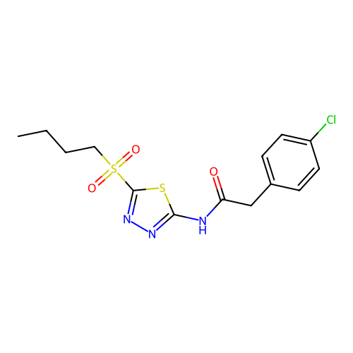 N-[5-(butylsulfonyl)-1,3,4-thiadiazol-2-yl]-2-(4-chlorophenyl)acetamide structure