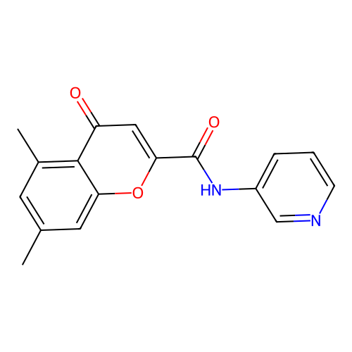 5,7-dimethyl-4-oxo-N-(pyridin-3-yl)-4H-chromene-2-carboxamide structure