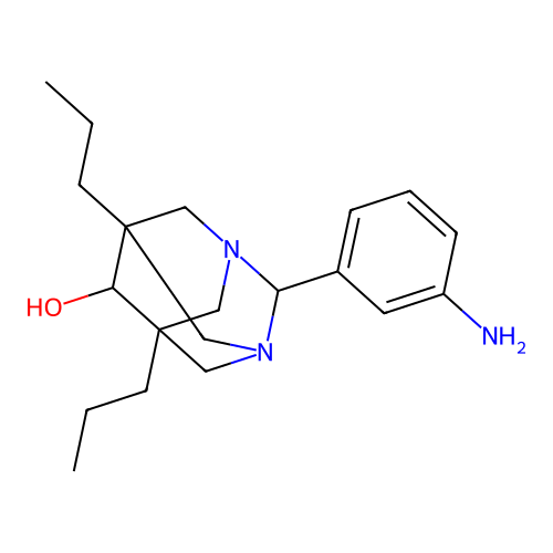 (1R,2S,3S,5R,6S,7S)-2-(3-aminophenyl)-5,7-dipropyl-1,3-diazaadamantan-6-ol structure