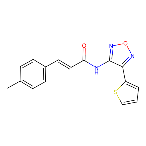 (2E)-3-(4-methylphenyl)-N-[4-(thiophen-2-yl)-1,2,5-oxadiazol-3-yl]prop-2-enamide structure