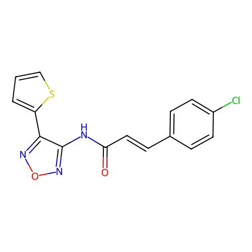 (2E)-3-(4-chlorophenyl)-N-[4-(thiophen-2-yl)-1,2,5-oxadiazol-3-yl]prop-2-enamide structure