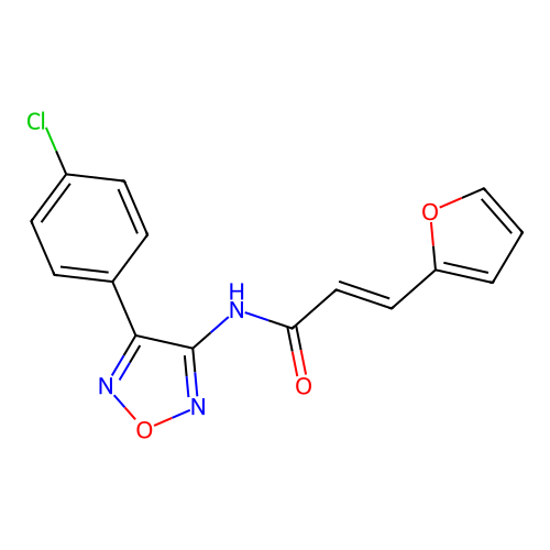 (2E)-N-[4-(4-chlorophenyl)-1,2,5-oxadiazol-3-yl]-3-(furan-2-yl)prop-2-enamide structure
