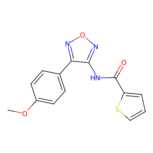 N-[4-(4-methoxyphenyl)-1,2,5-oxadiazol-3-yl]thiophene-2-carboxamide structure