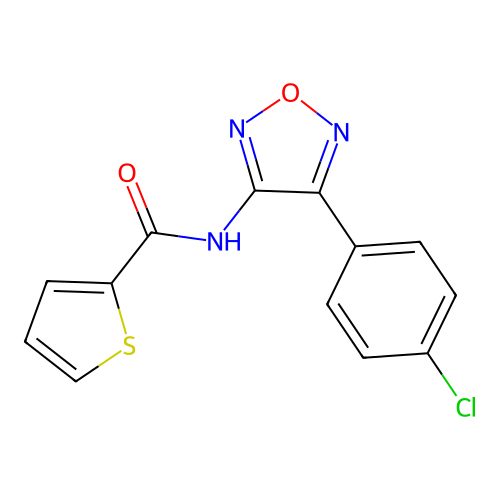 N-[4-(4-chlorophenyl)-1,2,5-oxadiazol-3-yl]thiophene-2-carboxamide structure
