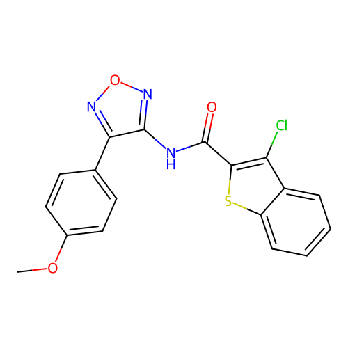 3-chloro-N-[4-(4-methoxyphenyl)-1,2,5-oxadiazol-3-yl]-1-benzothiophene-2-carboxamide structure