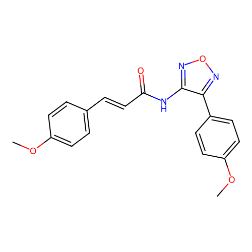 (2E)-3-(4-methoxyphenyl)-N-[4-(4-methoxyphenyl)-1,2,5-oxadiazol-3-yl]prop-2-enamide structure