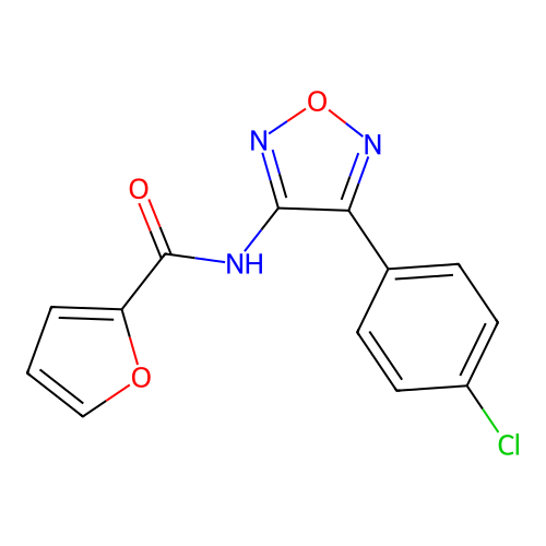 N-[4-(4-chlorophenyl)-1,2,5-oxadiazol-3-yl]furan-2-carboxamide structure