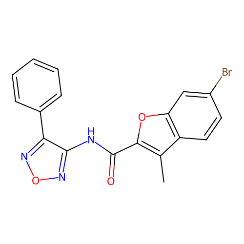 6-bromo-3-methyl-N-(4-phenyl-1,2,5-oxadiazol-3-yl)-1-benzofuran-2-carboxamide structure