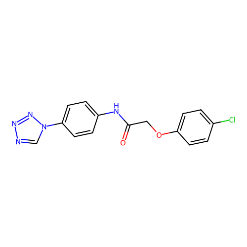 2-(4-chlorophenoxy)-N-[4-(1H-tetrazol-1-yl)phenyl]acetamide structure